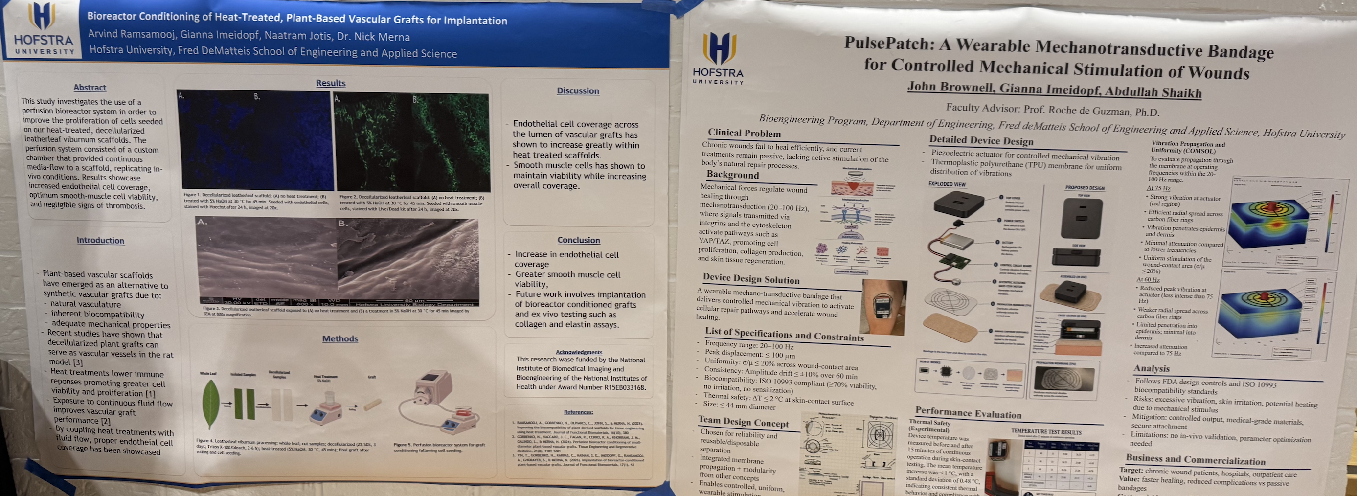 Undergraduate Research Day and PulsePatch senior design posters displayed side by side